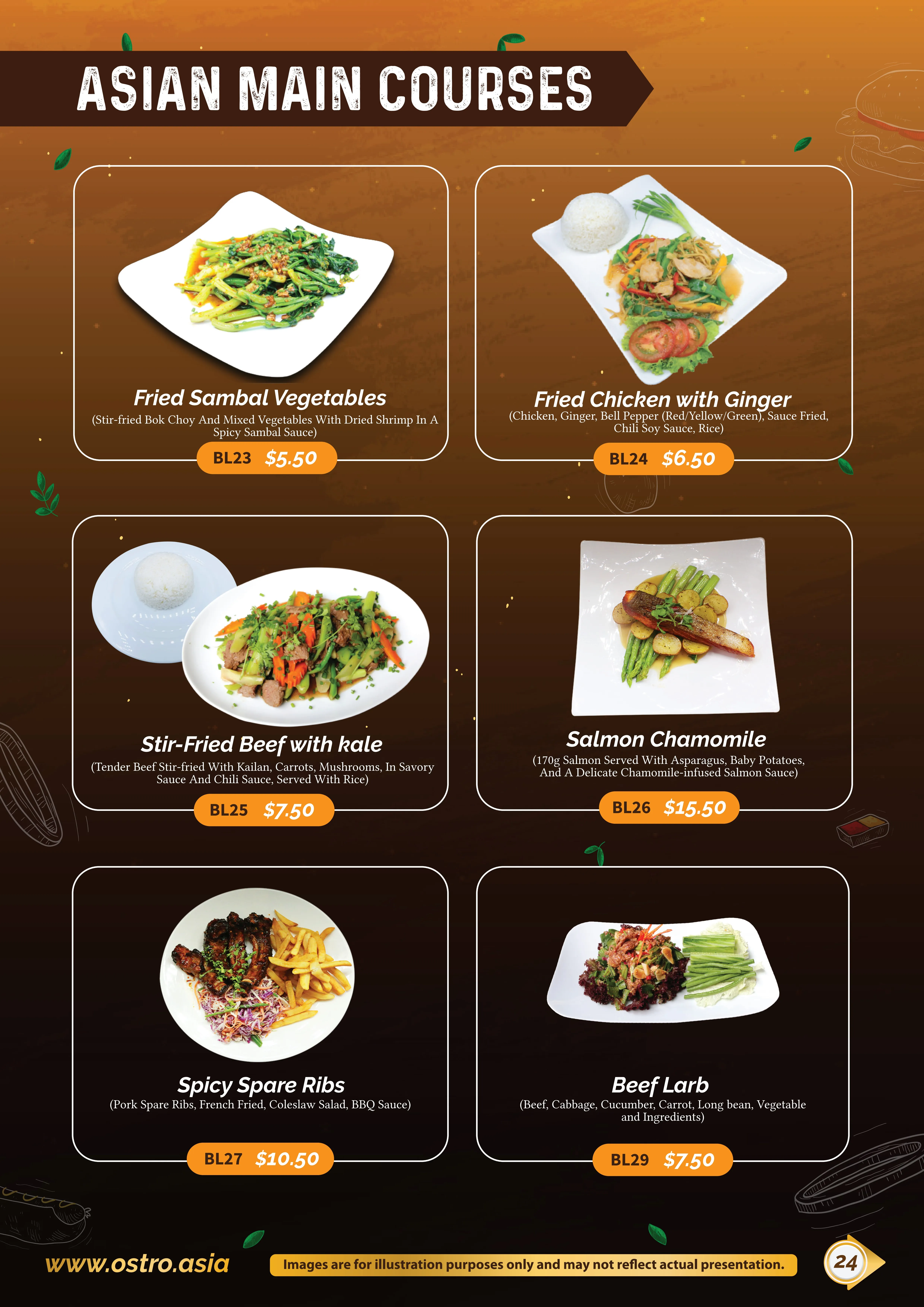 Asian Main Courses Menu 4
